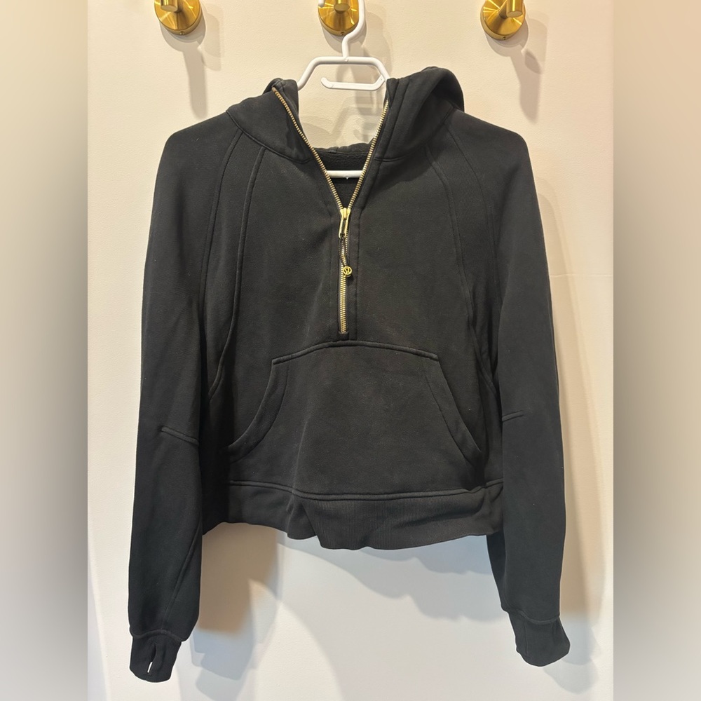 lululemon athletica Black scuba Hoodie with Gold Zipper
